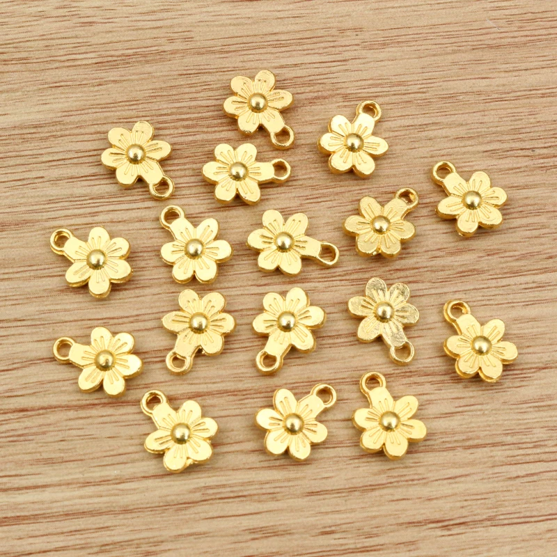 20pcs 12x9mm Flower Charms Double Sided Antique Making Pendant fit,Bronze Gold Vintage Antique Silver color,DIY Handmade Jewelry