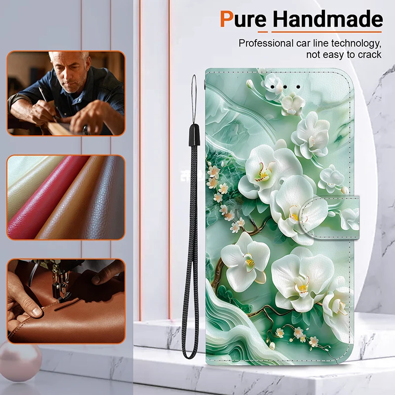 حافظة محفظة قابلة للطي لهاتف Realme Note 60 70T Narzo 80 Lite 60X 30 50 60 Pro 5G N55 N53 محفظة بنمط مغناطيسي مطلي