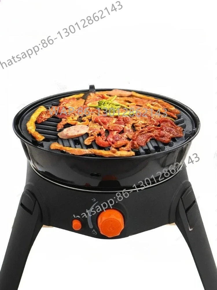 Outdoor multi-function gas stove camping barbecue grill 6-piece set folding picnic equipment surrounding stove tea oven