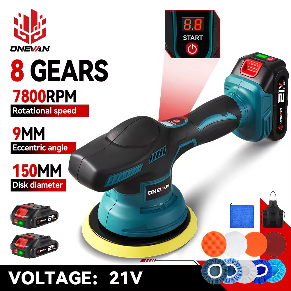 ONEVAN Electric Car Polisher 8 Gears 7800RPM Cordless Auto Car Polishing Waxing Rotary Power Tool For Makita 18V Battery Pin
