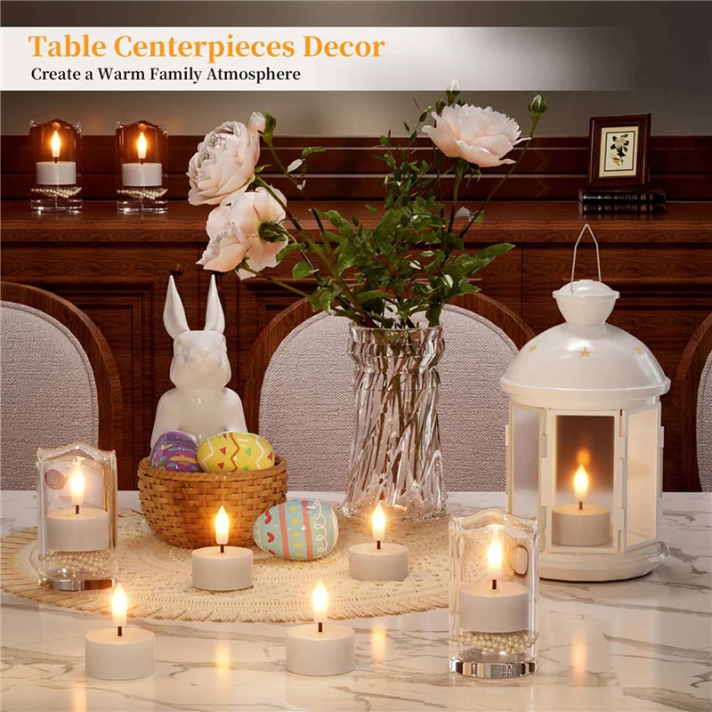 

ABDJ-Rechargeable Flameless Tea Lights Candles With Charging Station 48Pcs Battery Tea Lights Candles With Remote
