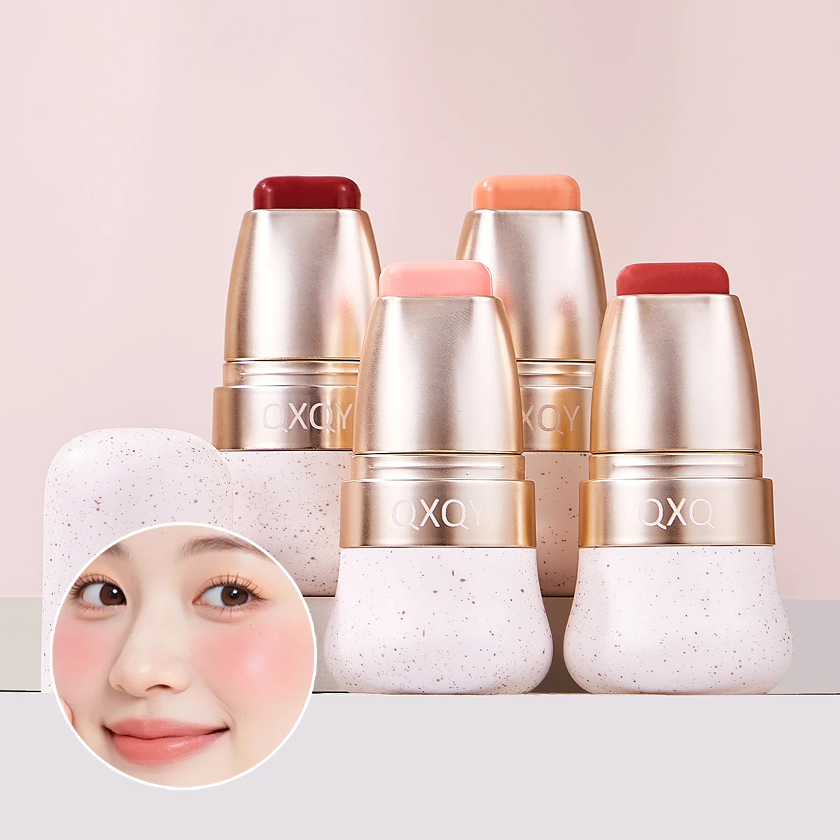 Stick per labbra e guance multiuso setoso - Fard in crema a lunga durata e balsamo per labbra per un trucco senza sforzo - Fard rosa energico per il viso