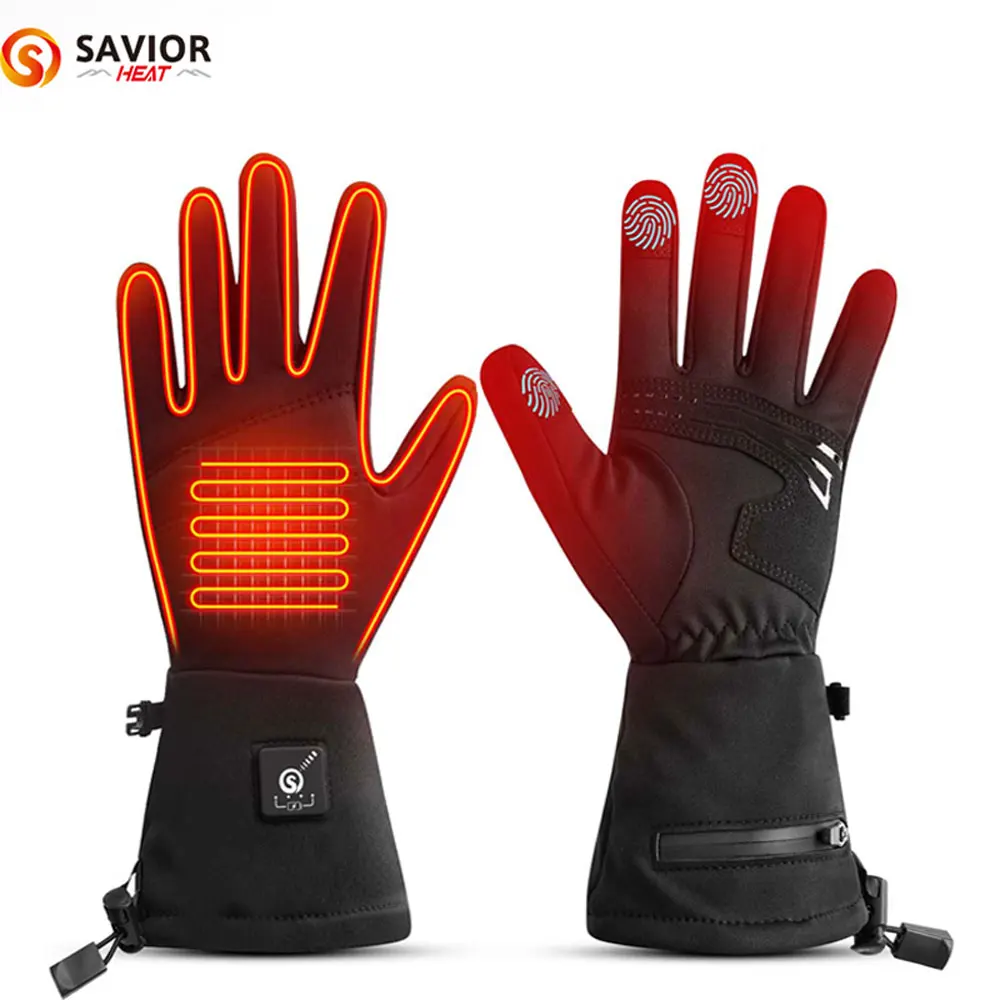 Savior Heat Rechargeable Electric Ski Heated Gloves Touch Liners for Men Women Battery Heated Glove for Driving Hunting 2022