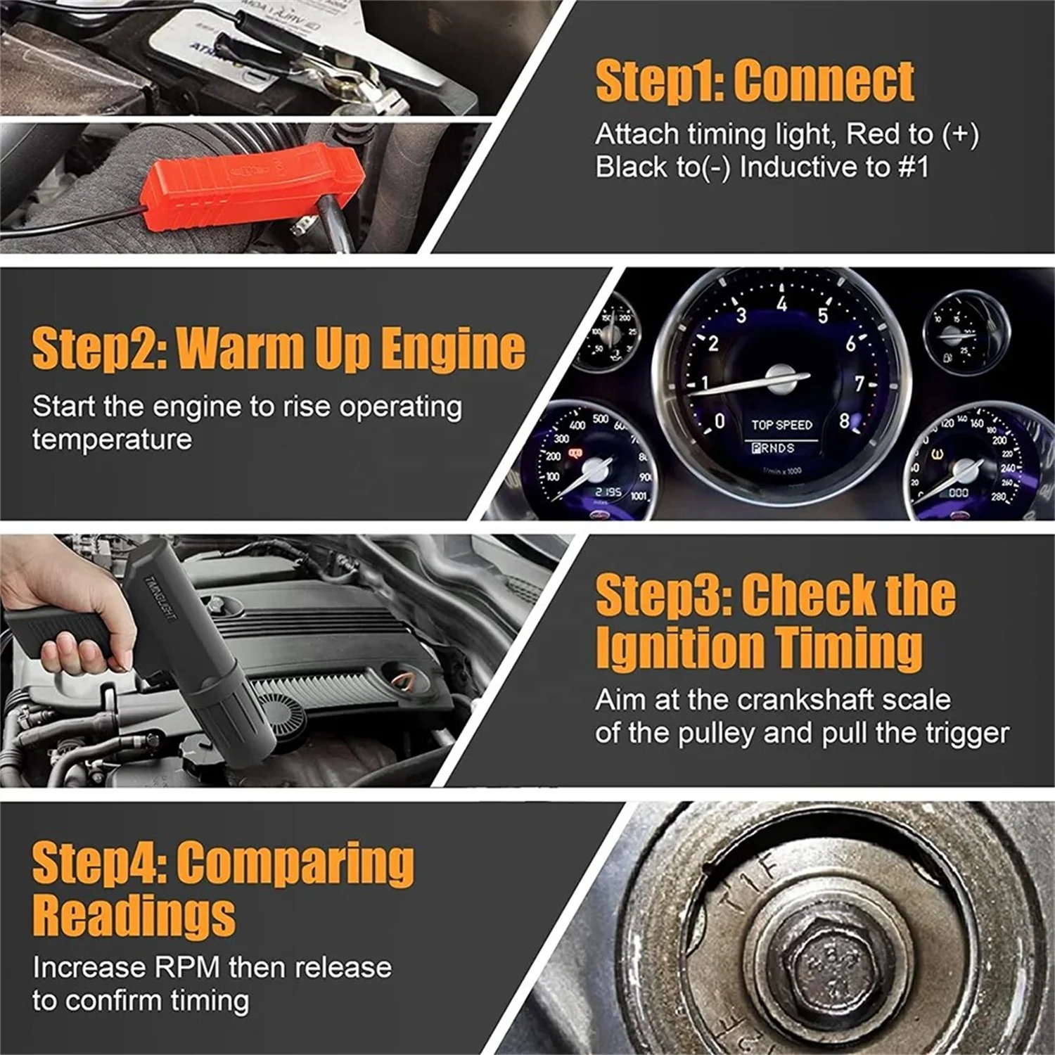 Car Motorcycle Hand Tools Repair Tester Professional TL-122 Ignition Timing 12V Strobe Lamp Inductive Petrol Engine Timing Gun