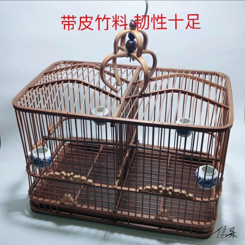 Bamboo bird cage Daquan row cage Jade bird Soybean bamboo bird with handmade Acacia