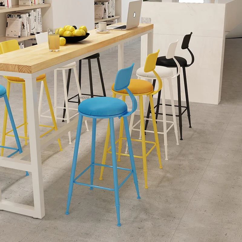 Design Nordic Bar Stool Minimalist Metal High Legs Modern Stylish Bar Stool Counter Backrest Kitchen  Home