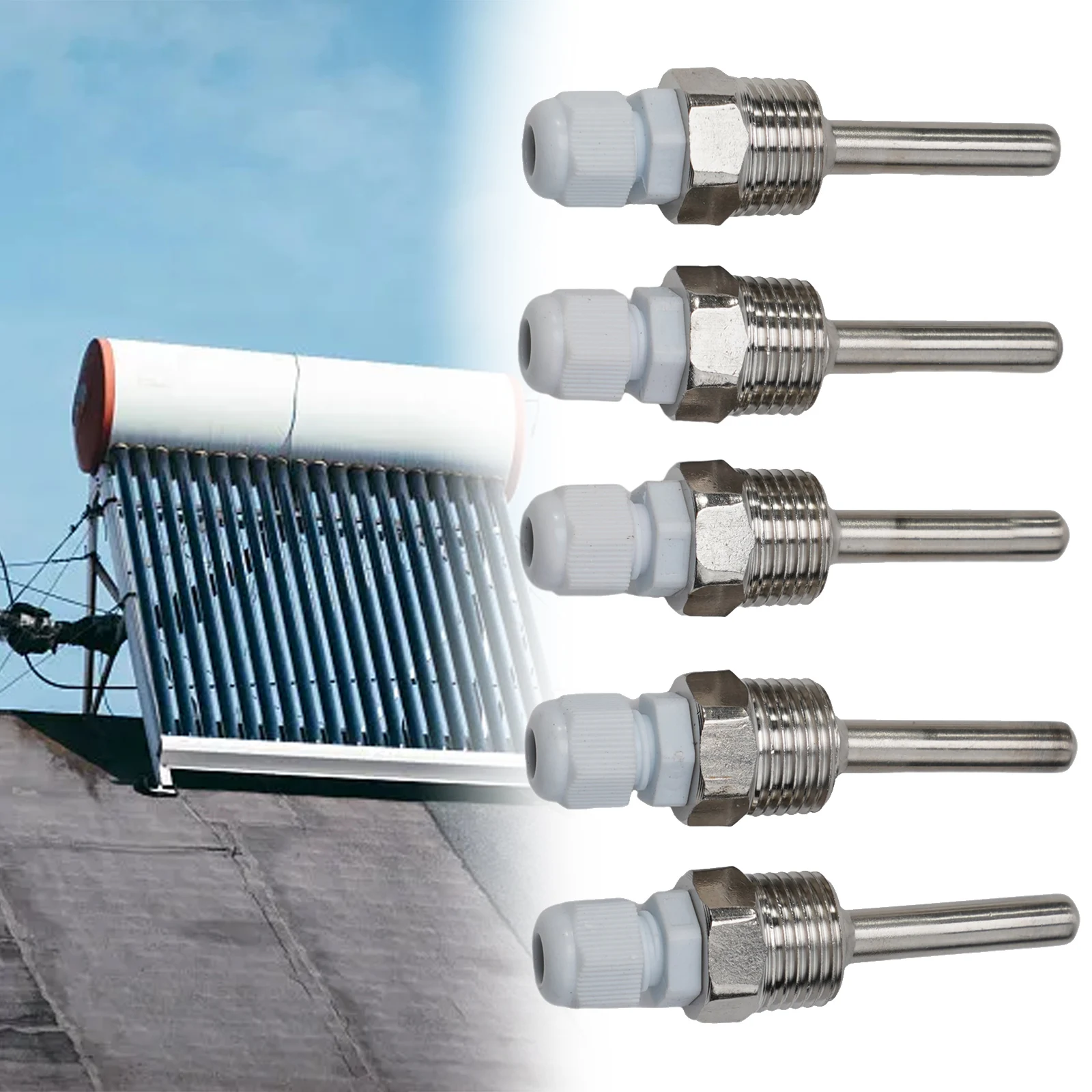 4pcs Thermowell with G 1/2 Thread for Temperature Sensor Sleeve Pocket Stainless Steel Material Pressure Rated PN40