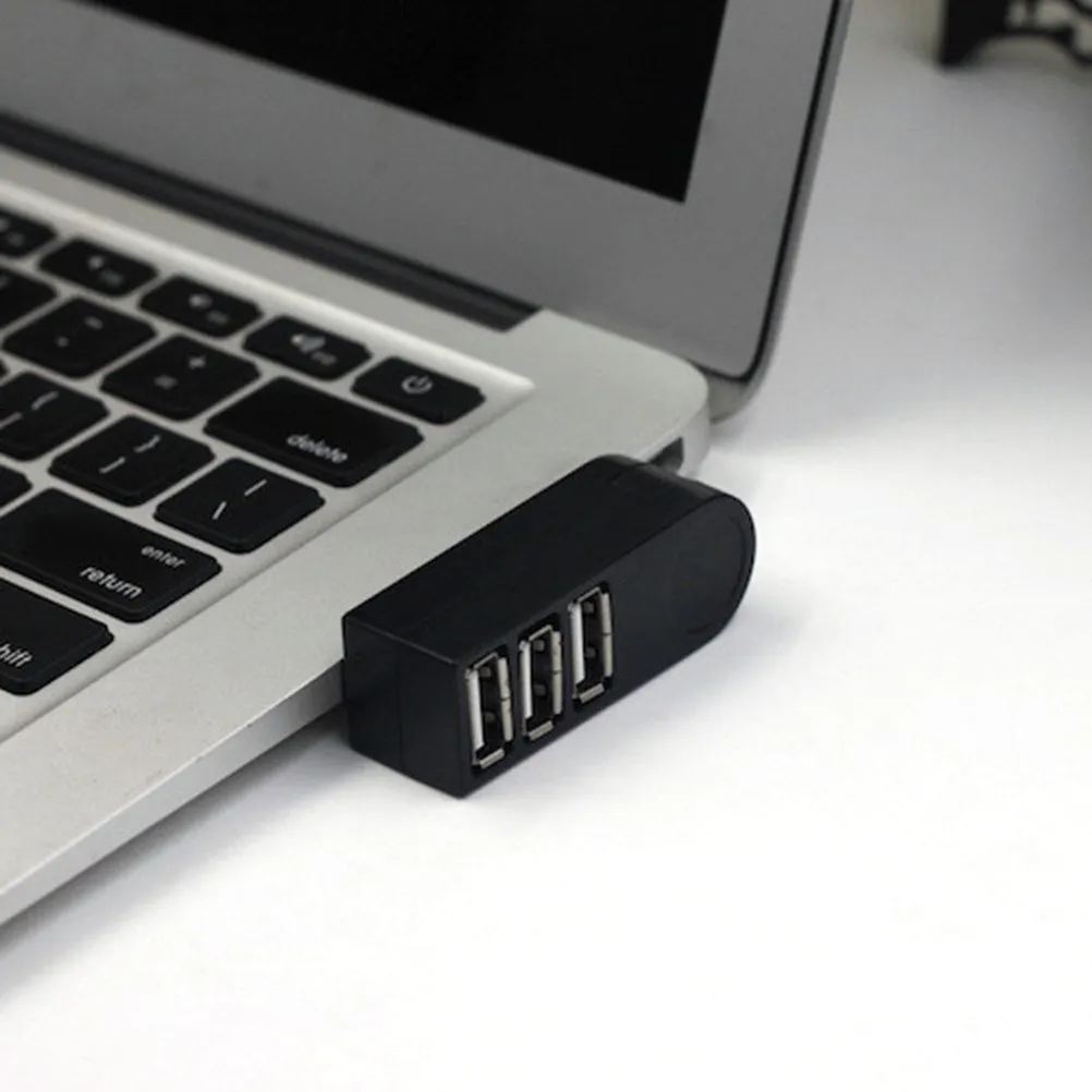 3 Port USB Splitter Compact Portable USB 2.0 Hub Rotatable Data Hub for Laptop Devices Low Power Consumption Lightweight