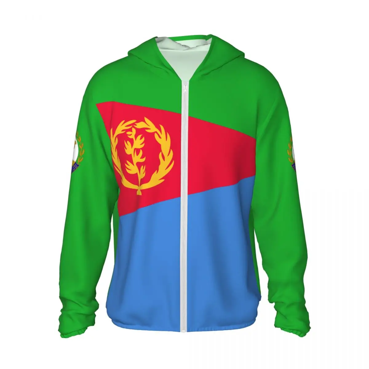 2026 Summer Eritrea Flag Polyester Sunscreen Sun Protection Fishing Running Clothes Quick Dry Performance With Zipper Hoodie