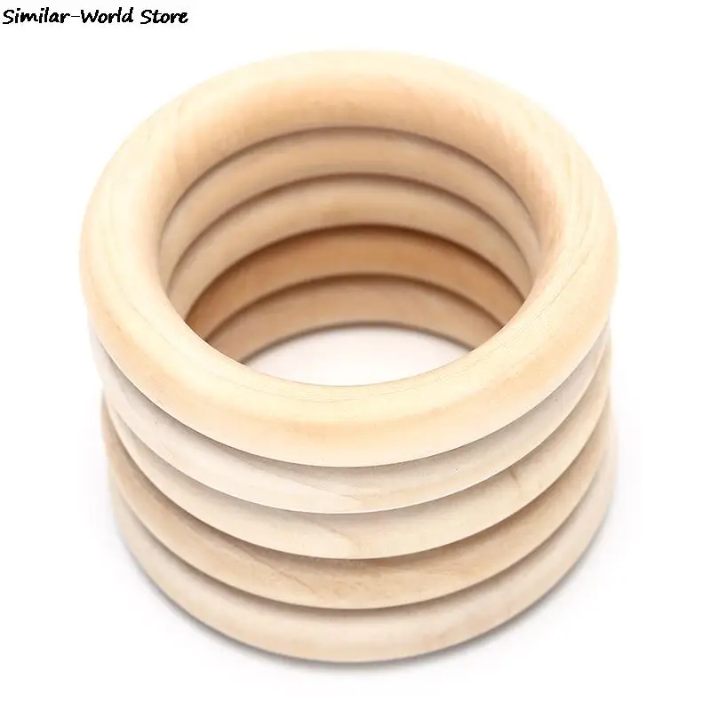 5/10/20/50pcs Unfinished Solid Wooden Rings 20-70MM Natural Wood Rings for Macrame DIY Crafts Ornaments Jewelry Making