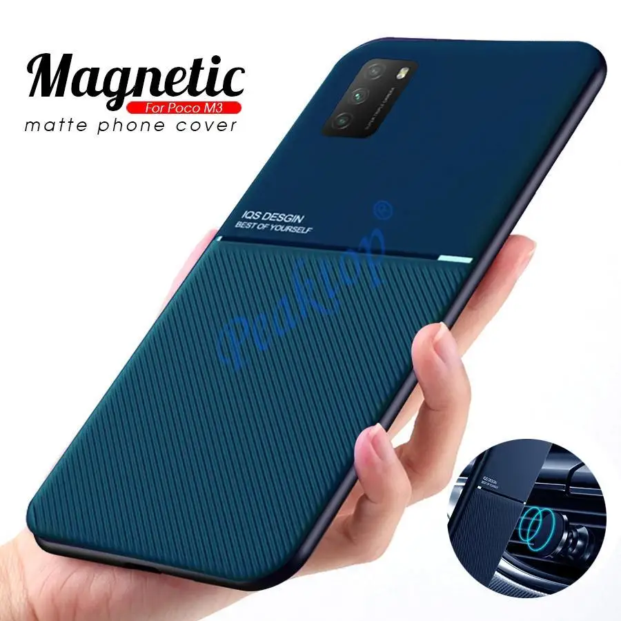 Matte Leather Case For Poco M3 Cases For Xiaomi MI Poco M3 PocoM3 Pro 5G PocoPhone M 3 M3Pro Magnet Car Holder Phone Cover Coque