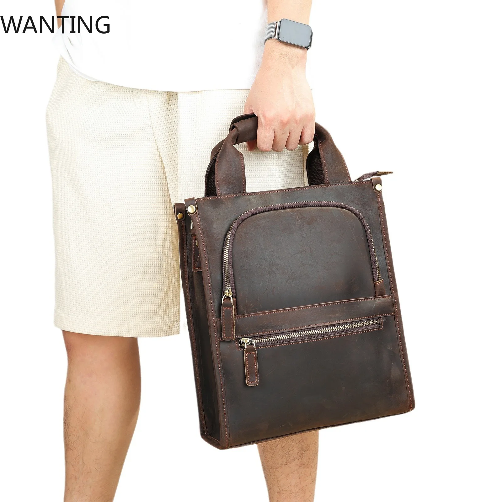 2024 الوافدين الجدد جلد طبيعي محمول حقيبة يد للرجال الذكور حقيبة كتف جلدية حقيقية حقيبة كروسبودي حقيبة ريترو الموضة