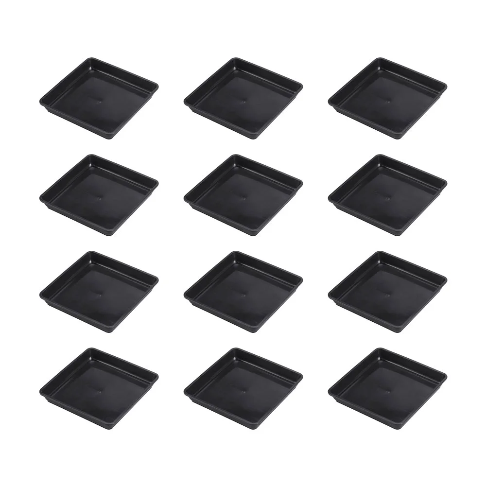 12 Pcs Indoor Plant Flower Pot Tray Basin Big Flowerpot Potted Trays Bottom Black Plastic Bases Holders