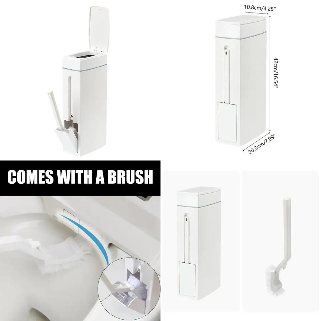 

Тонкий пластиковый мусорный бак с держателем для туалетной щетки, мусорный бак 4,5 л с пресс-верхней крышкой, прямоугольный бак,