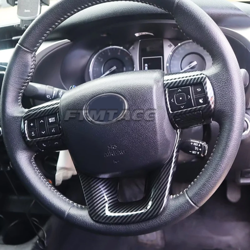 

Накладка на руль для Toyota Fortuner 2016-2025, защитные аксессуары для панели рулевого колеса автомобиля, ABS, углеродное волокно