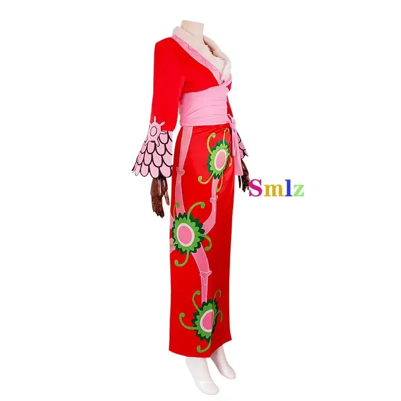 New Boa Hancock Cosplay Kimono Anime Hancock Dresses Cloak Costume Halloween Women Cos Set Wig ABC ABC1234567892025