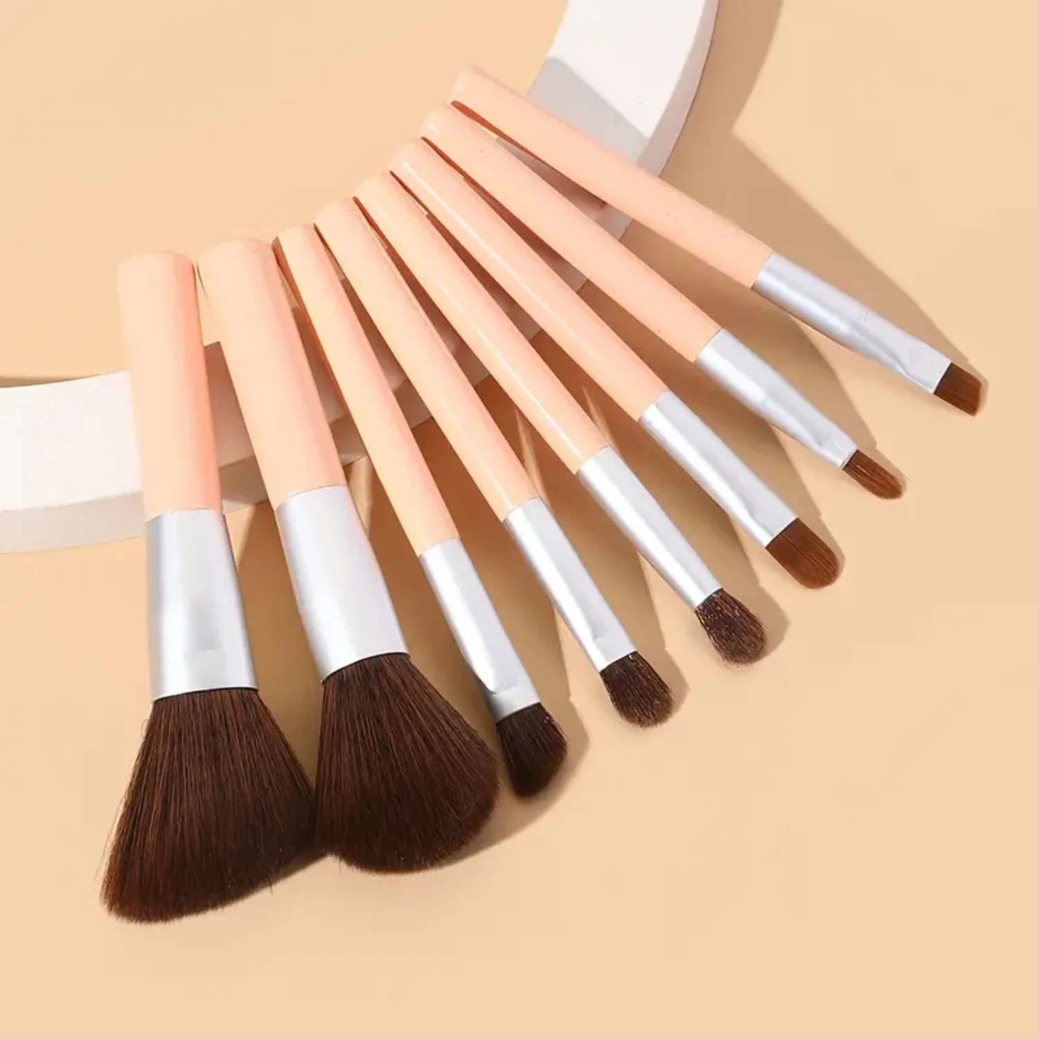 

8pcs Mini Travel Makeup Brush Set , Synthetic Hair Cosmetic Foundation Blending Blush Eyeliner Face Powder Brushes