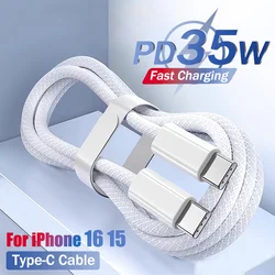 35W USB Type C To C Cable For Apple iPhone 16 15 Pro Max Plus Mini Fast Charging Colorful Data Line 2M 1M Phone Accessory