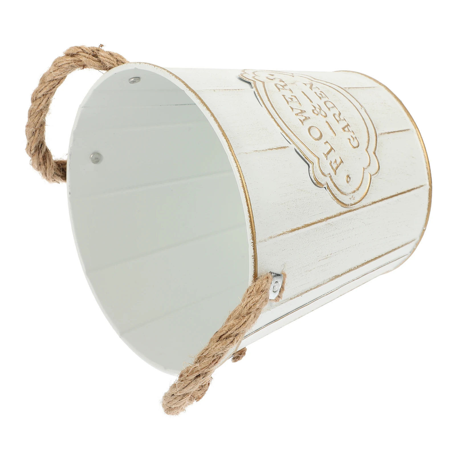 

Rustic Metal Black Planter Bucket Vintage Decor Iron Retro Vase Plant Bucket Potted Arrangement Farmhouse Vase Container