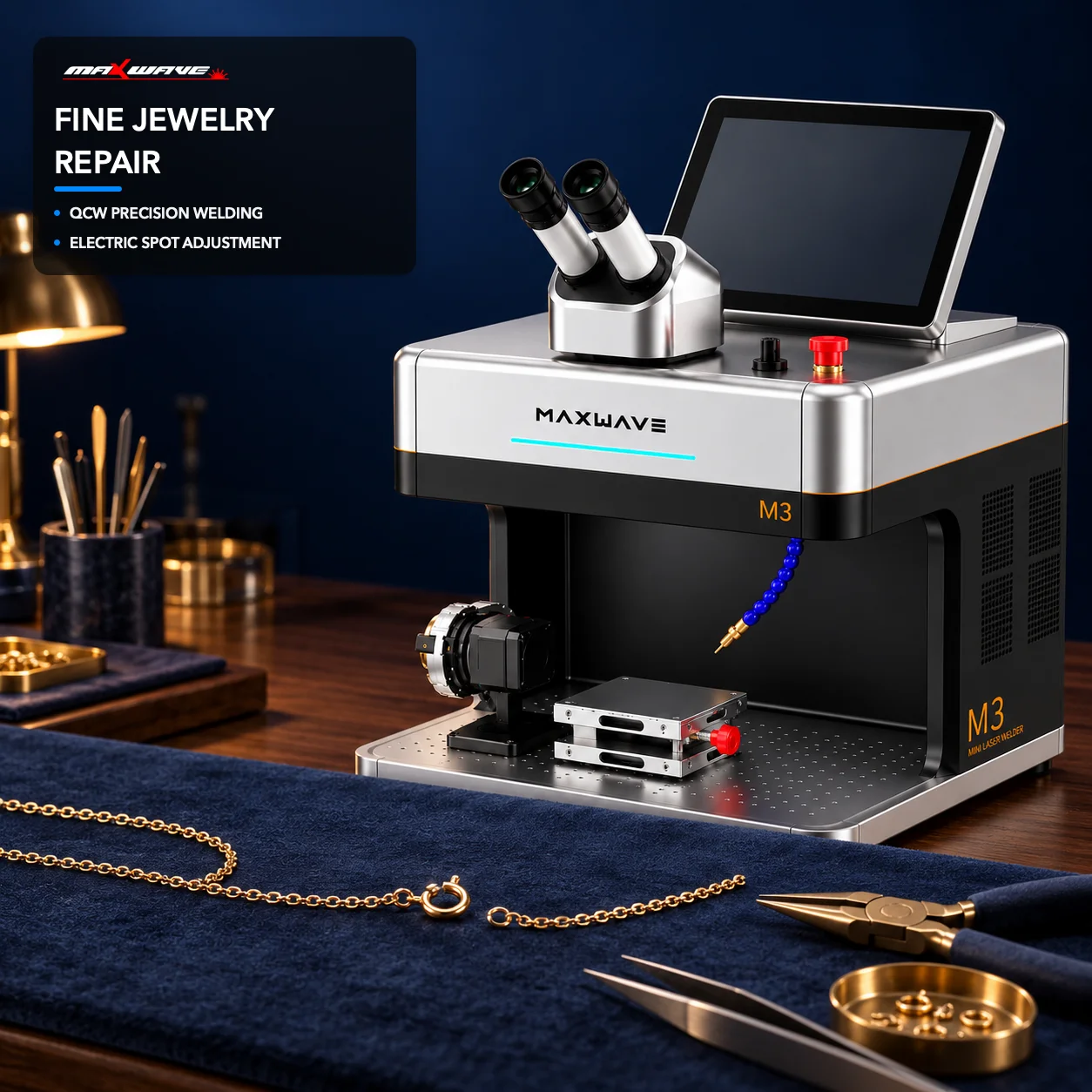MAXWAVE M3 Compact Laser Welding Workstation for Gold and Silver Jewelry Repair