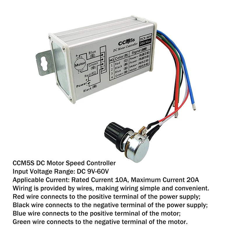 Stepless DC Motor Speed Controller DC 9V-60V 12V 24V 60V 20A Motor Pulse Width Modulator Regulator PWM Speed Regulator