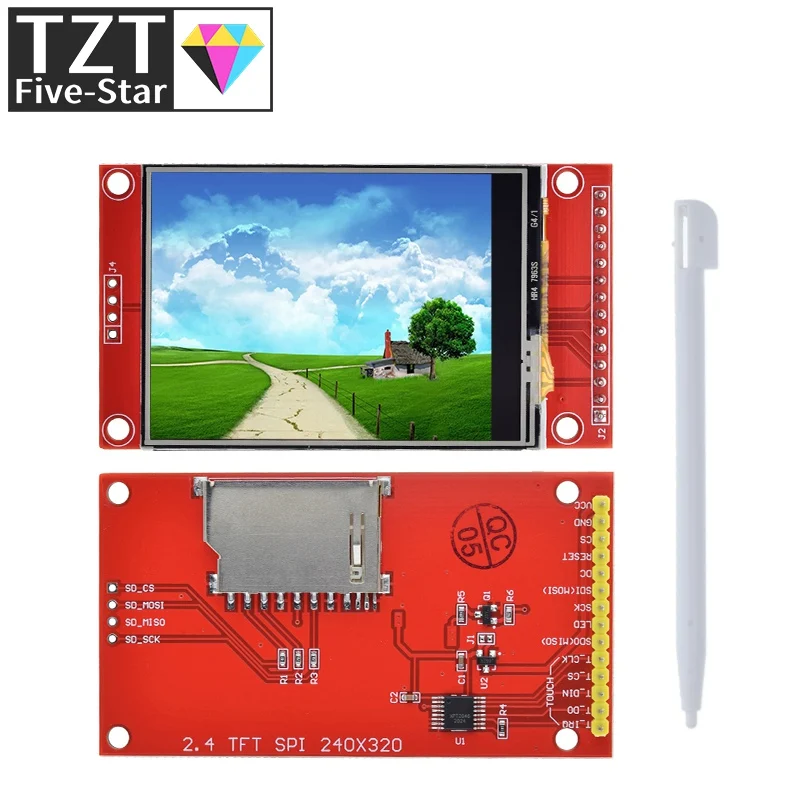 Imagem -03 - Tzt 2.4 240x320 Spi Tft Lcd Módulo de Porta Serial Mais 5v 3.3v Pbc Adaptador Micro sd St7789 Led Branco com Toque