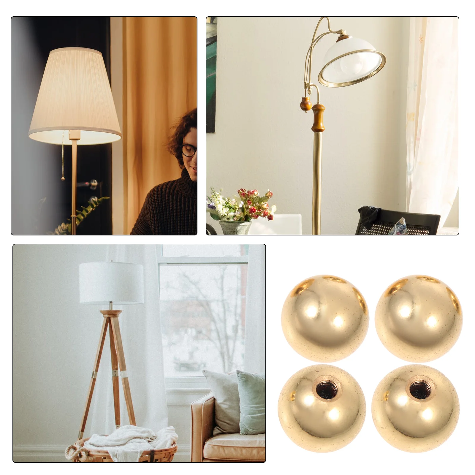 

4Pcs Lampshade Horn Frame Balls Sturdy Bracket Decorative Ball for Home Living Room Cafe Lighting Fixture Accessories