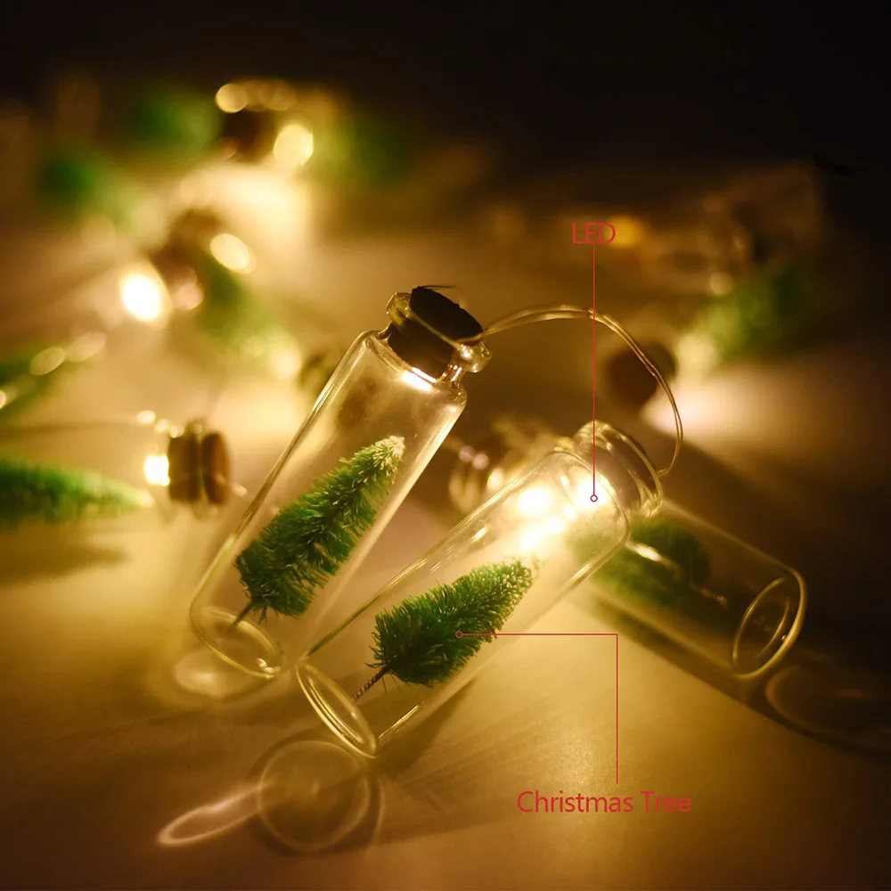 

На батарейках 1 м 10 светодиодов Рождественская елка Бутылка желаний Гирлянда из медной проволоки Сказочная лампа для рождественской елки