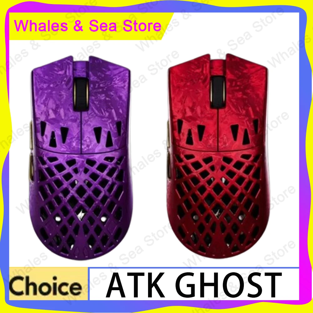 ATK GHOST Composite Carbon Fiber Wireless Bluetooth Hollow Gaming Mouse Paw3950 Ultra 48g Lightweight 0.163ms PC Gamer