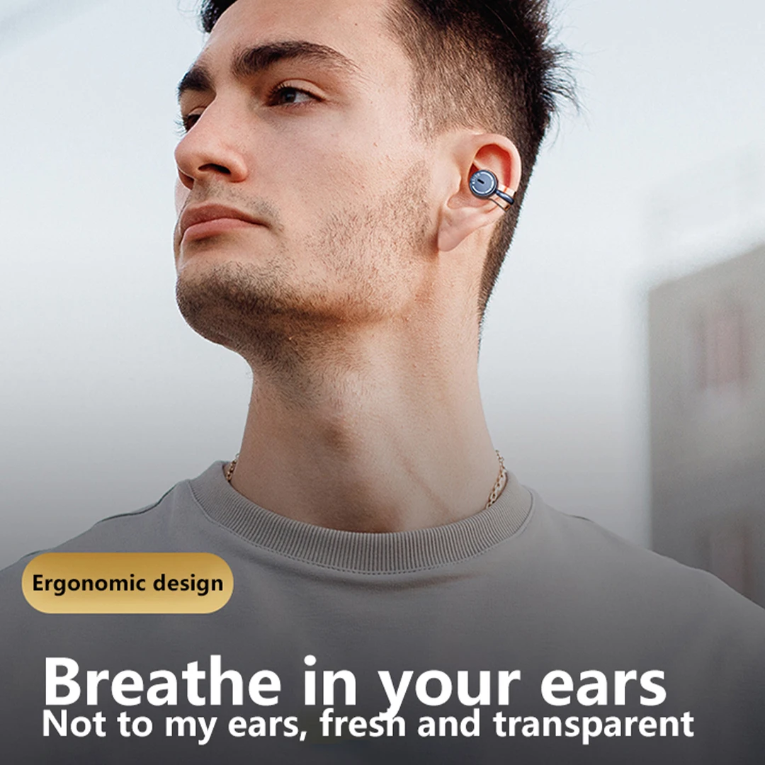 Bluetooth Wireless 5.3 Earphones Open Ear Earring EarHook Bone Conduction Headphones ACS Sport Earbuds TWS Gaming Headset