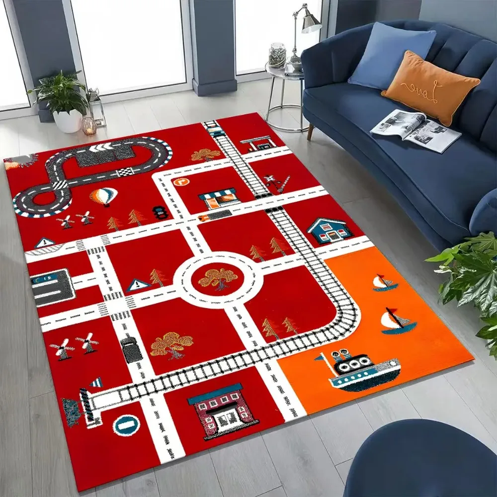 Farm Cartoon Play Mat Kids Educational Traffic Route Non-Slip Washable Rug Soft Nursery Bedroom Carpet 2026