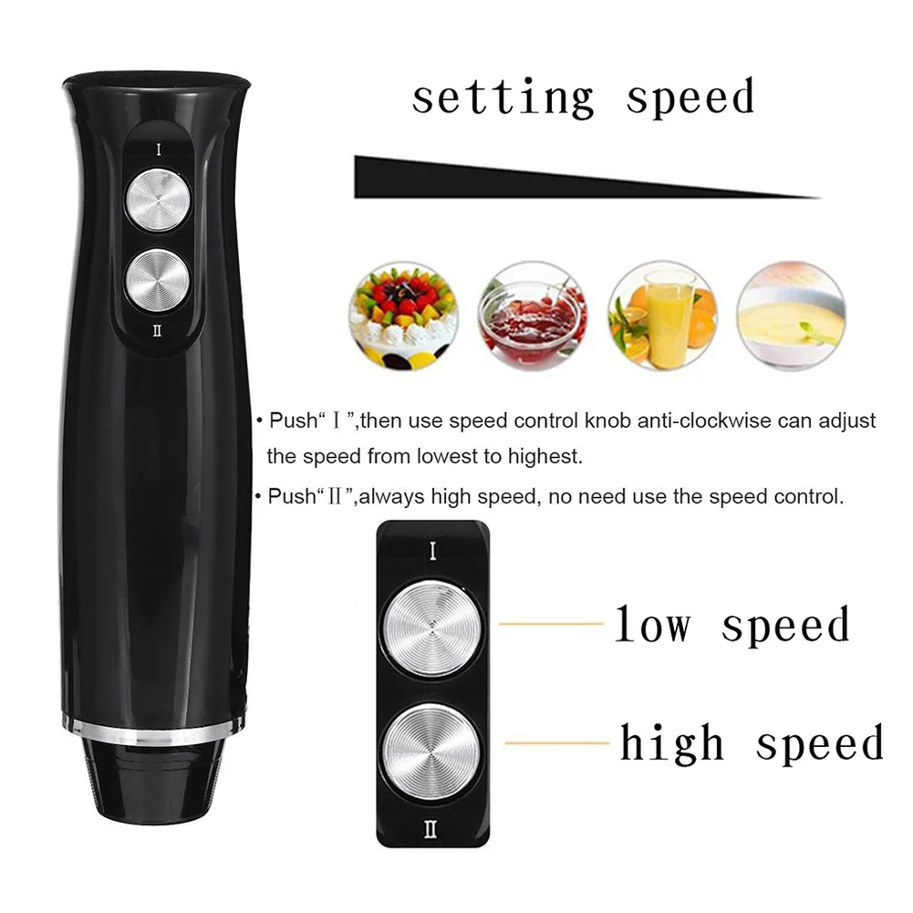 500W Handheld Stick Mixer Set 2 Mix Speed 4-In-1 Stainless Steel Blades Egg Whisk Whisk Juicer Electric Hand Blender Set