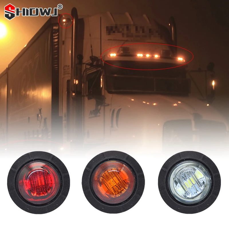 24V 3LED Round Trailer Side Marker Lights Yellow White Red Waterproof LED For Trucks Clearance Lights Truck Turn Signal Lamp