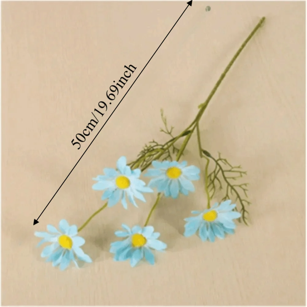 Long Branch Artificial Daisy Flowers Multi-color 5 Head Silk Small Daisy Flowers Widely Use Natural Simulation