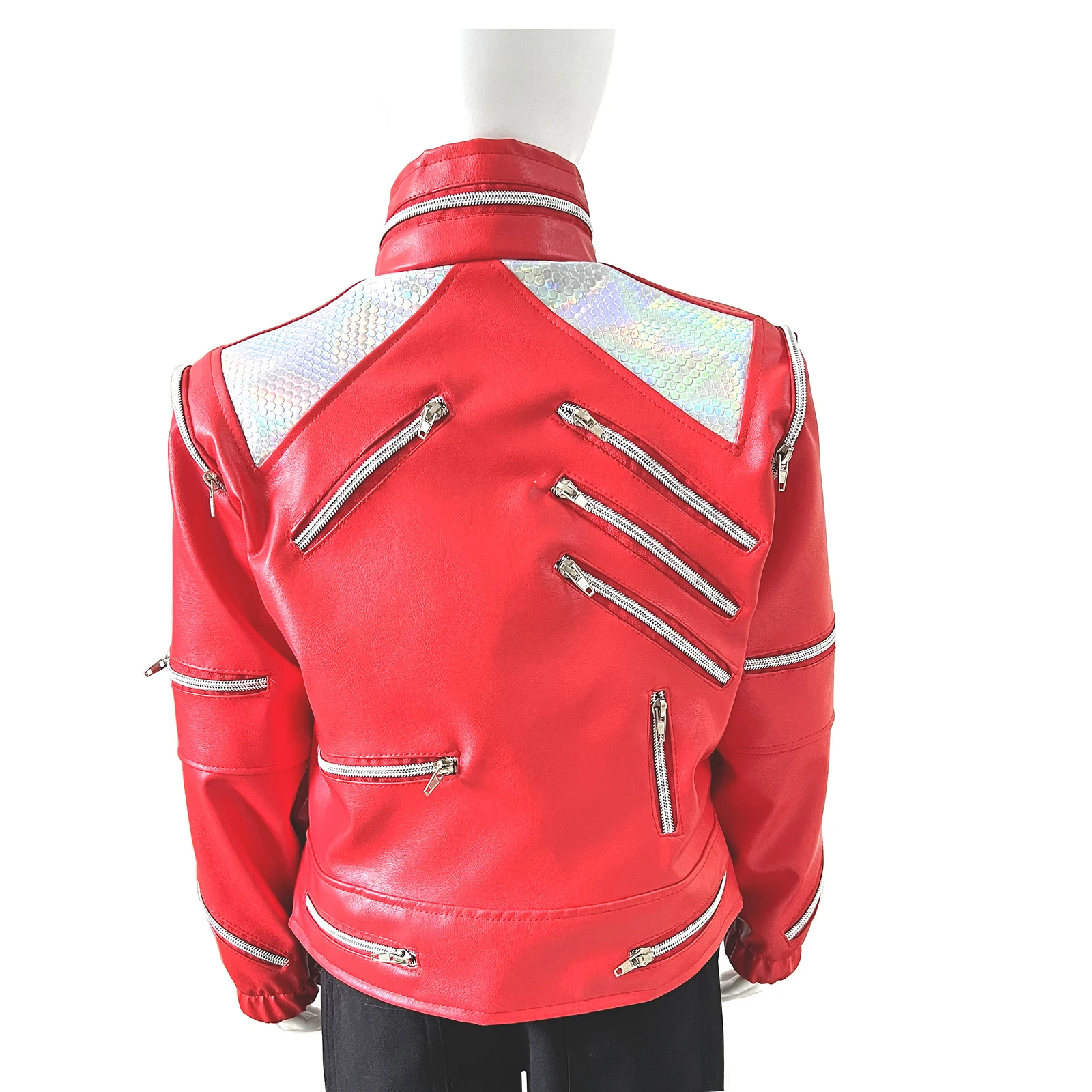 Boys Girls Red Motorcycle Style Jacket – Perfect for Halloween and Windy Weather – Michael Beat It Inspired – Suitable for 6-14