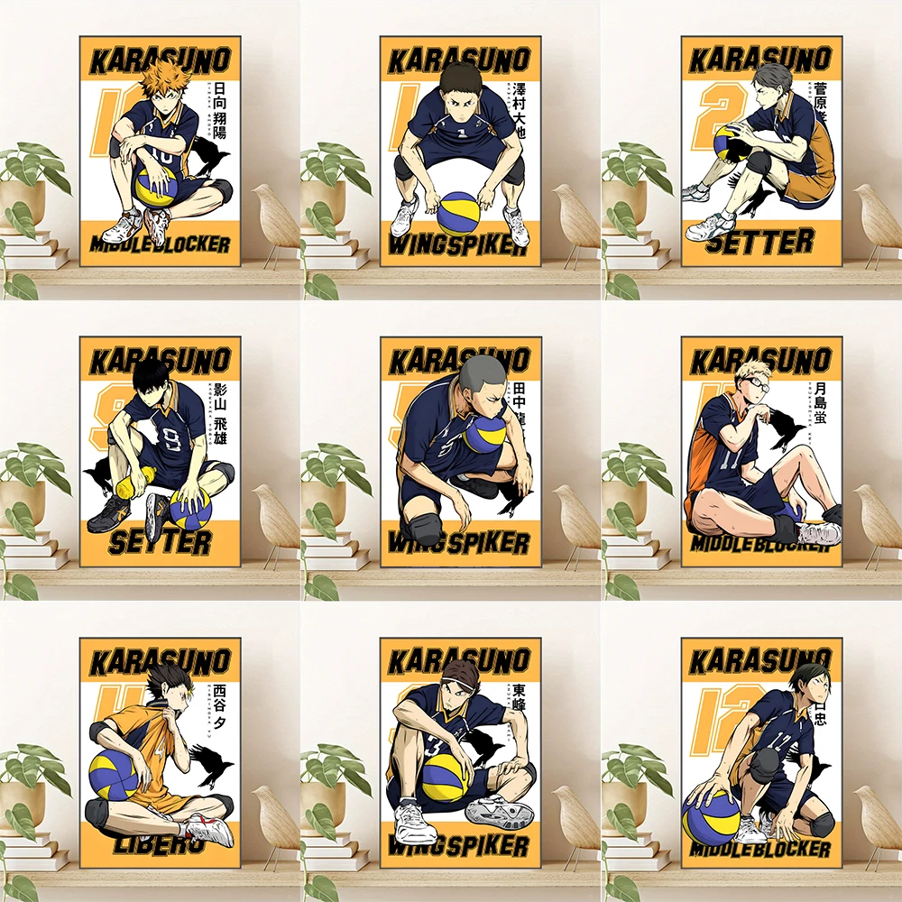 Haikyuu Karasuno Team Paper Poster Hinata Shoyo Kageyama Tobio Anime Wall Print Room Decor Bar Cafe Art Painting Fans Gift