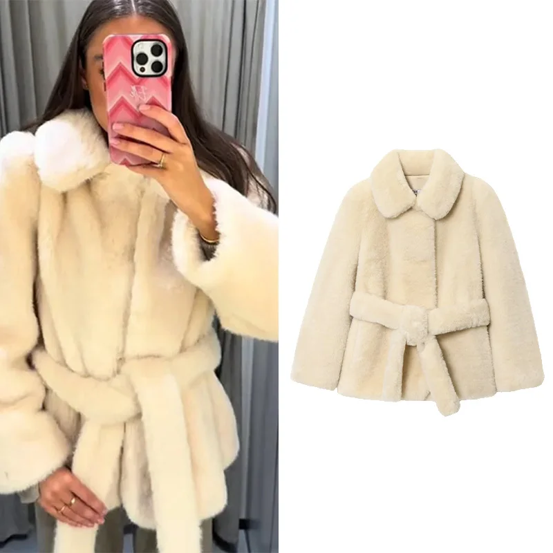 힙심 여성용 두꺼운 인조 모피 코트 가을 겨울용 따뜻한 긴 소매 턴다운 칼라 코트 시크한 신상 루즈 자켓 스트리트 탑스