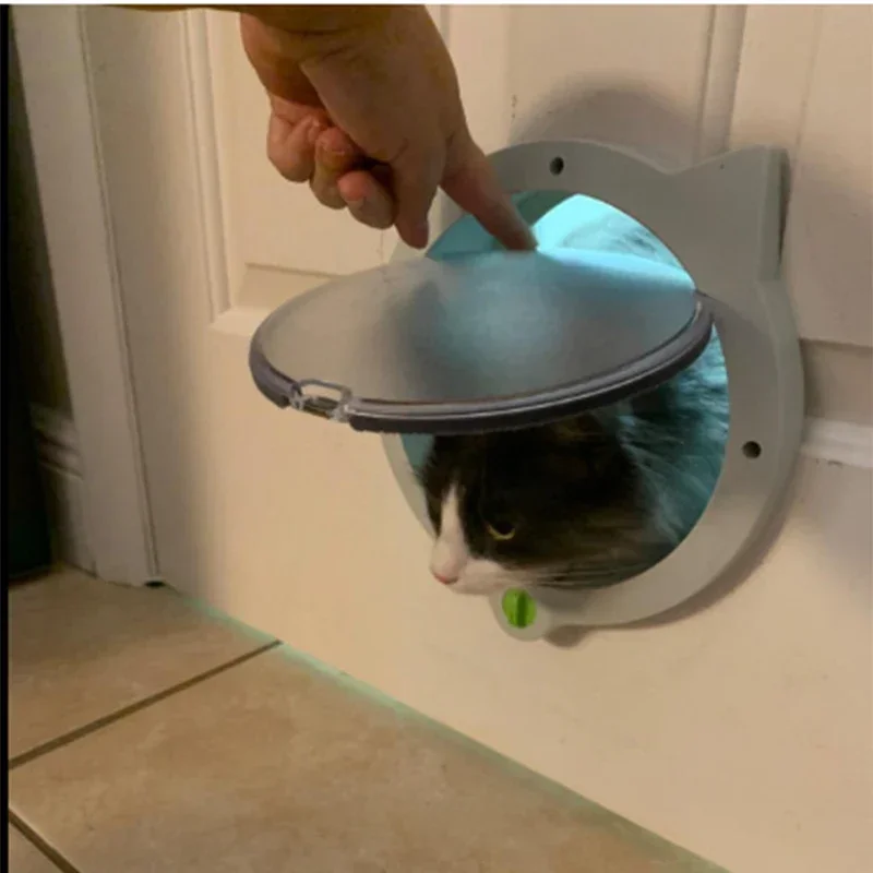 

Cat Door with 4-Way Locking Cat Flap Fits Interior/Exterior Doors Walls Ideal for Hidden Cat Litter Box Safe Lockable Pet Flap
