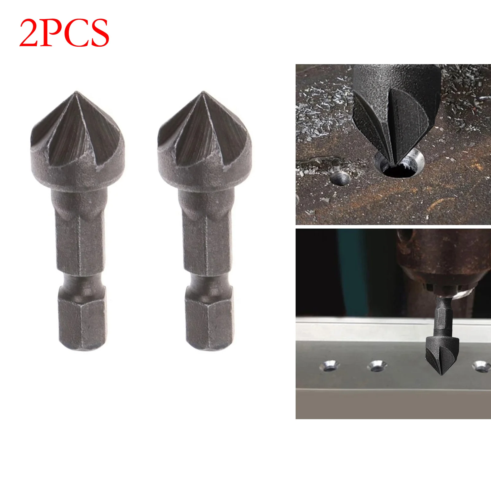 

2 шт., 5 канавок, 90 градусов, сверла с зенковкой для снятия фасок по дереву, мягкого металла, резины, пластика, открывалка для отверстий, аксессуары для электроинструментов