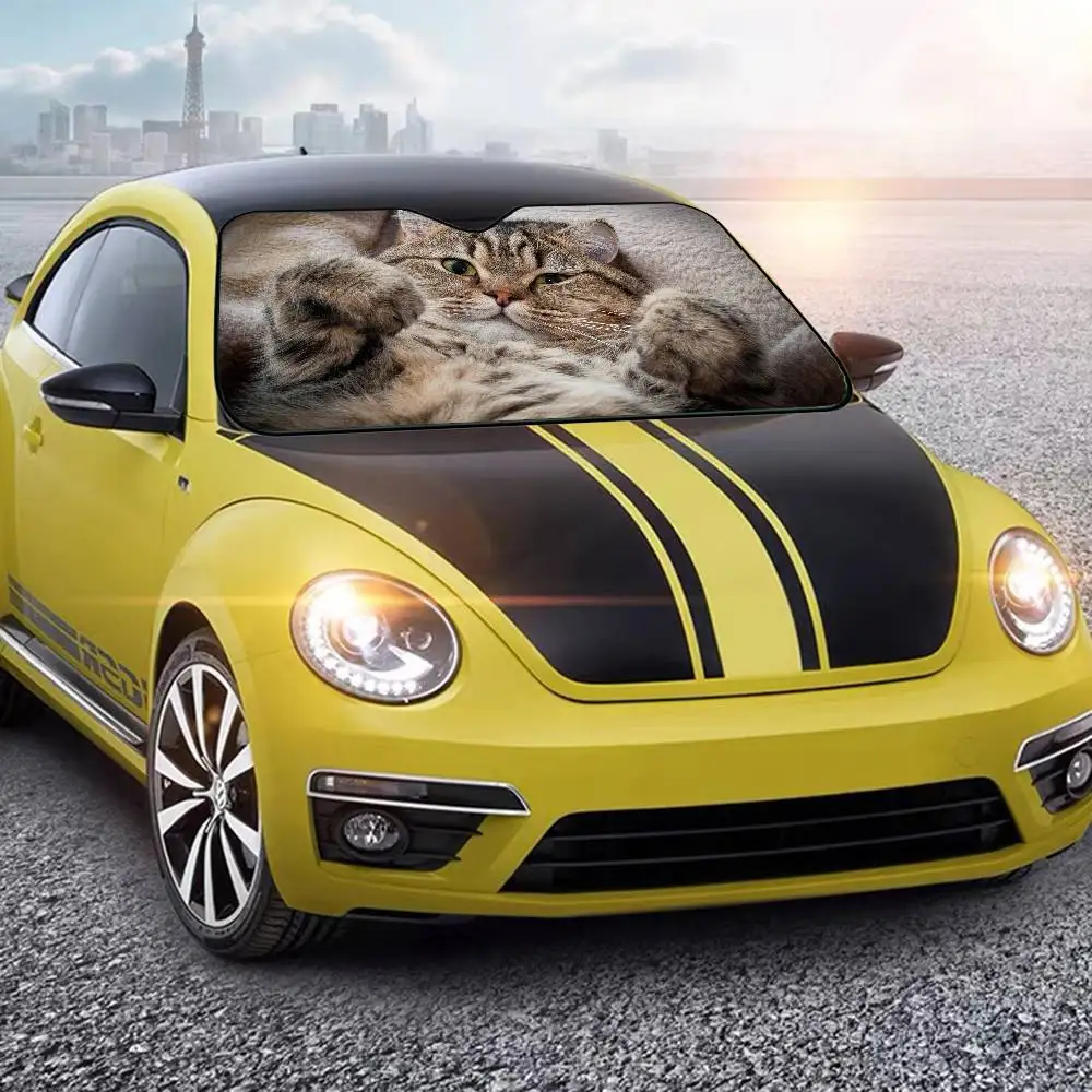 ذكي وأذى القط زجاج سيارة ظلة غطاء طوي السيارات الشمس الظل قناع نافذة الأشعة فوق البنفسجية عاكس إبقاء سيارة باردة