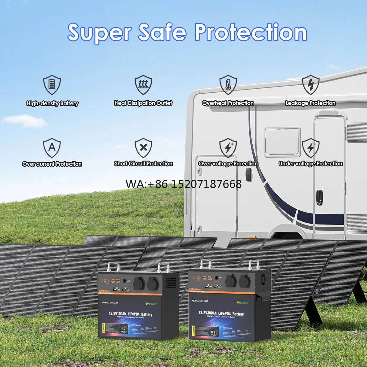 Battery with 12v 220v 1000w Inverter All in One System Portable 100ah 200ah 300ah  Lithium Solar