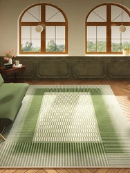 French Green Living Room Carpet Light Luxury High End Decorative Rug Large Size Non Slip Bedroom Carpets Easy Care Balcony Rugs