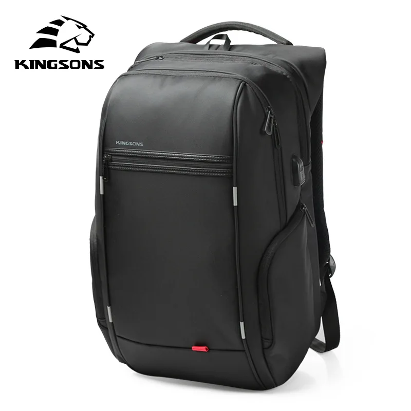 Kingsons Mochila impermeable para ordenador portátil de 15,6 "y 17,3", bolsa de viaje de negocios antirrobo multicapa, carga USB para estudiantes