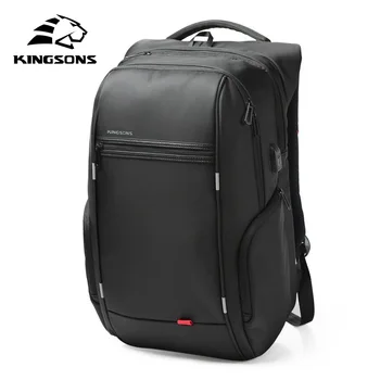 Kingsons 남성용 노트북 비즈니스 배낭, 도난 방지 여행 가방, USB 충전 방수 백팩, 십대, 15.6 인치, 17.3 인치