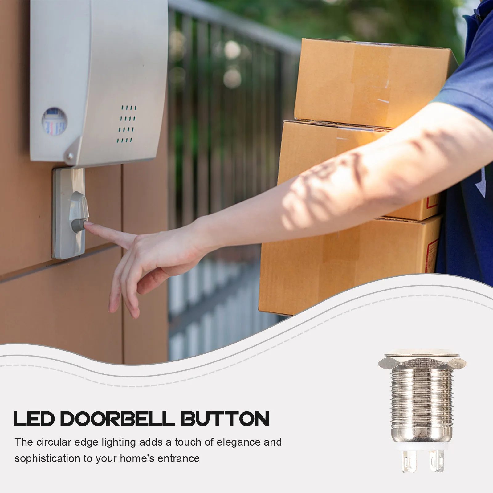 

2Pcs Doorbell Button Illuminated Stainless Steel Self-Resetting Pushbutton for Home Doorbell Replacement Parts