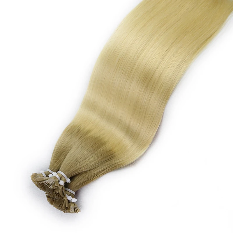 Flat Tip Hair Extensions 100% Original Raw Virgin Human Hair Keratin Capsules Straight Natural Women Hairpiece Wigs Blonde Color