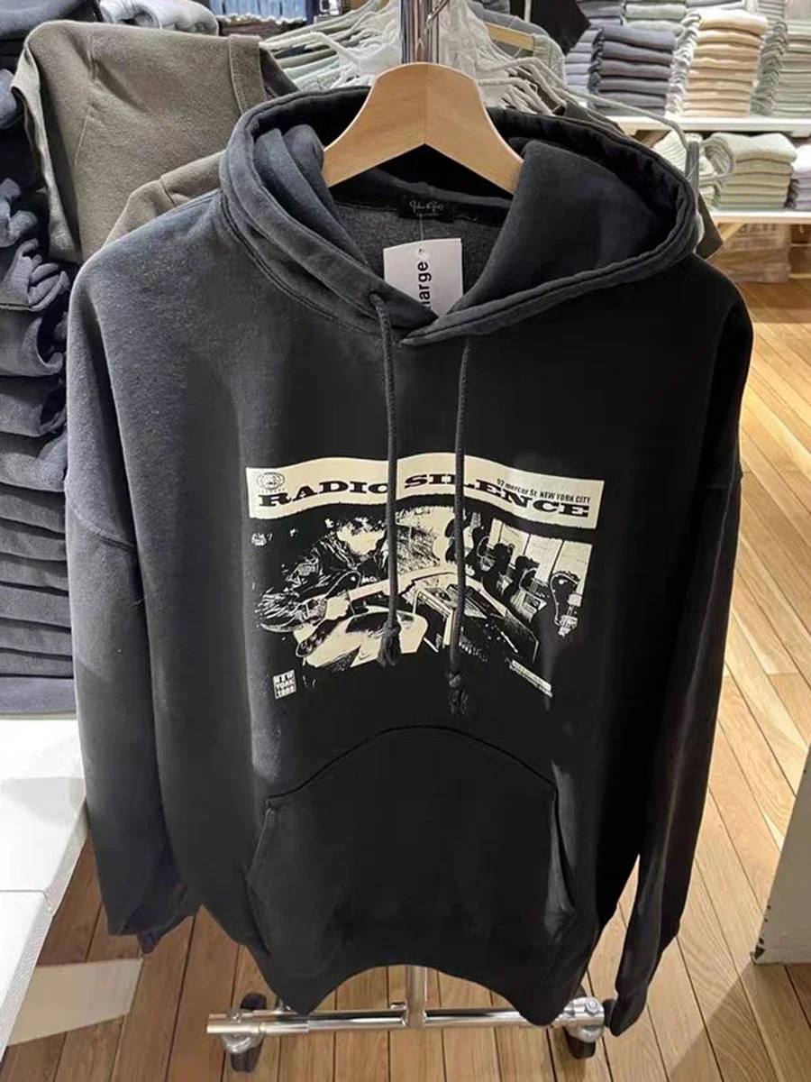 Rock Graphic Print Hoodie Women Casual Hooded Long Sleeve Pocket Pullover 2023 Oversized Streetwear Y2k Sweatshirt Tops