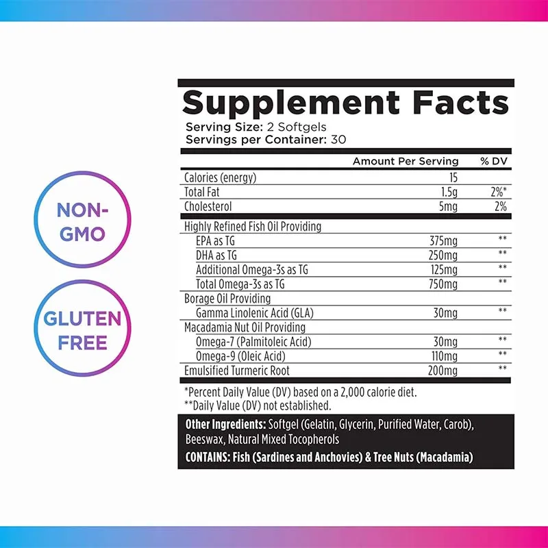 Premium Omega 3 Fish Oil Capsules, Boost Mental Clarity, Support Cardiovascular Health, Joint Discomfort & Stress Relief