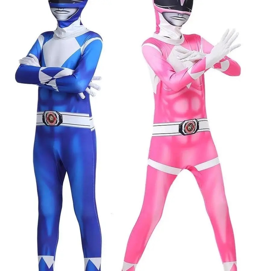 Fantasia Power Samurai Morpher Mighty Morphin Rangers Cosplay Costume Superhero Mask Kids Carnival Party Jumpsuit Zentai Suit view 4
