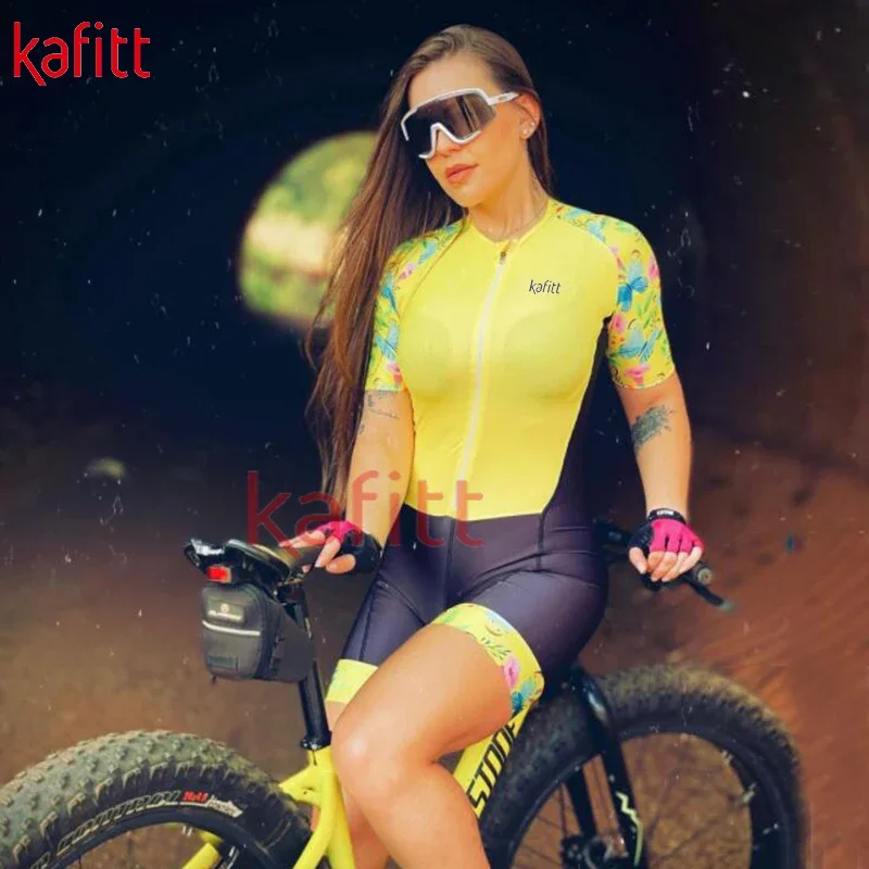 Kafitt New Professional  Jersey Short Sleeve Tights Cycling Wear Gel Suit Ladies Jumpsuit Women Sweatshirt Set